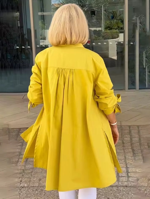 ✨ Élégance Décontractée – Veste-Chemise Longue en Coton pour Femmes - Twinsy