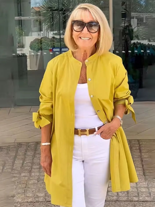 ✨ Élégance Décontractée – Veste-Chemise Longue en Coton pour Femmes - Twinsy