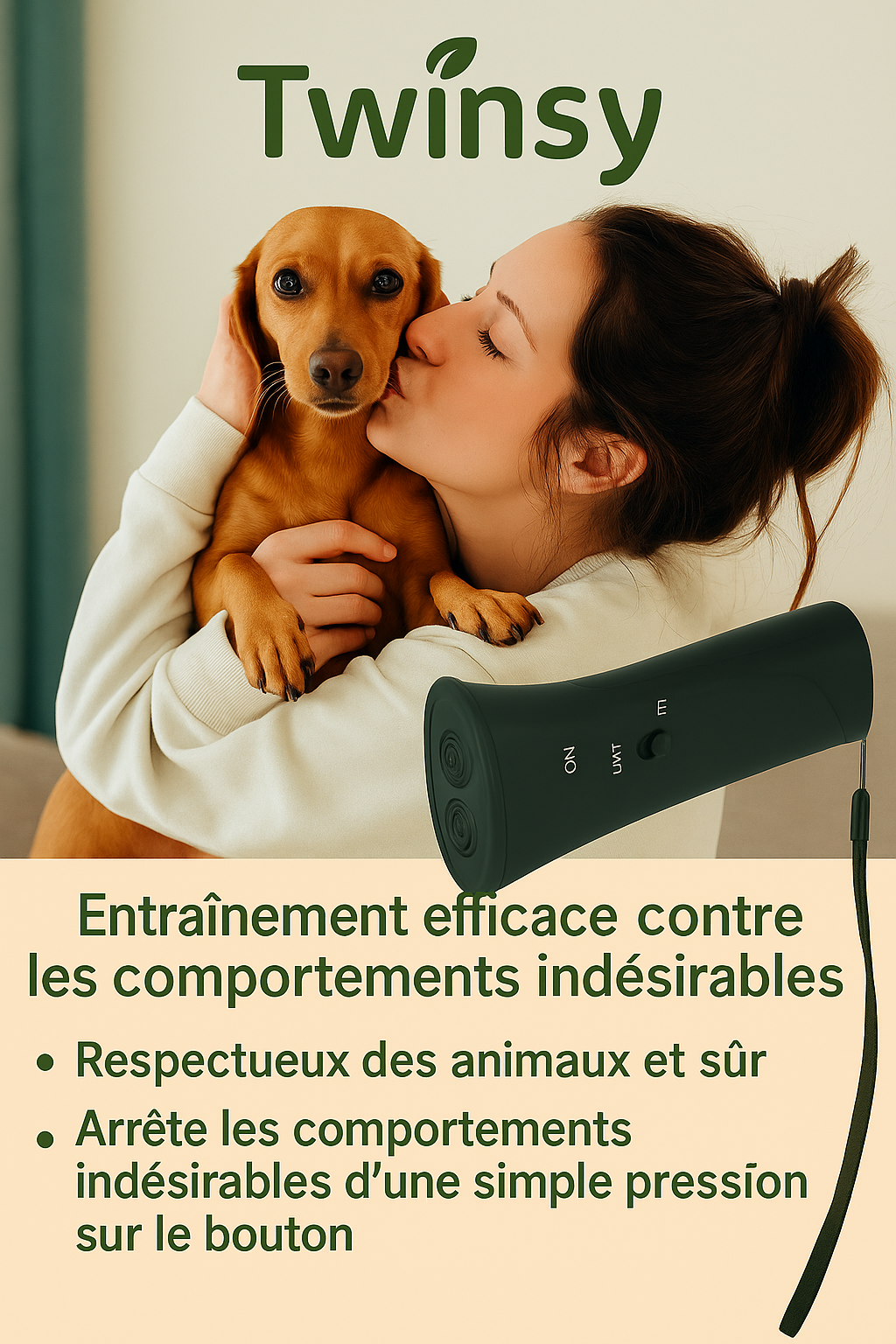 Twinsy Stopper X - Aide à calmer les aboiements et les mauvais comportements - Twinsy