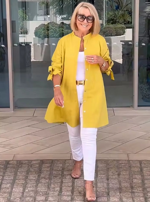 ✨ Élégance Décontractée – Veste-Chemise Longue en Coton pour Femmes - Twinsy