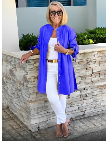 ✨ Élégance Décontractée – Veste-Chemise Longue en Coton pour Femmes - Twinsy
