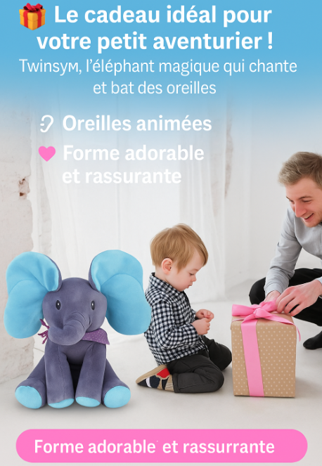 Twinsym – L'Éléphant Musical & Lumineux qui Calme et Rassure Bébé - Twinsy