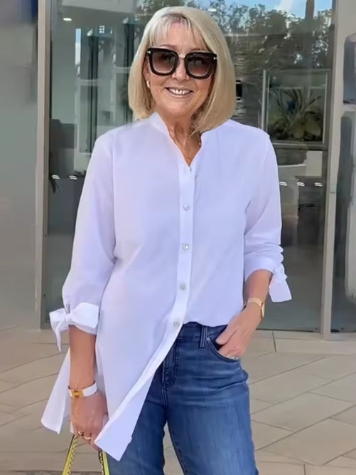 ✨ Élégance Décontractée – Veste-Chemise Longue en Coton pour Femmes - Twinsy