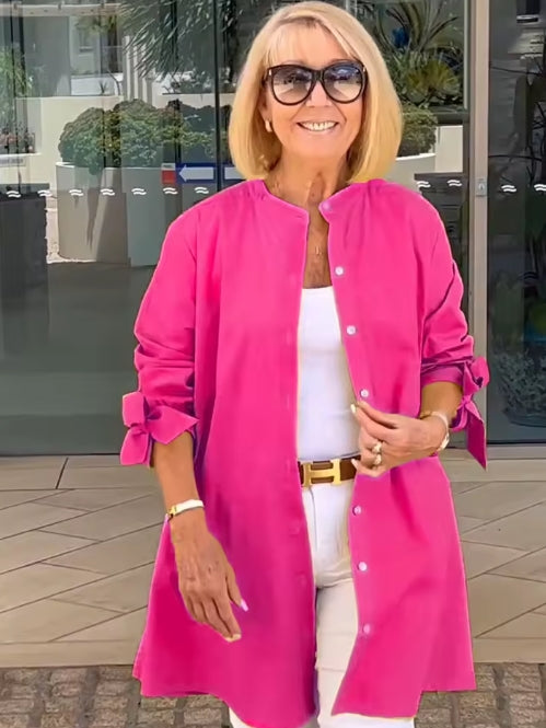 ✨ Élégance Décontractée – Veste-Chemise Longue en Coton pour Femmes - Twinsy