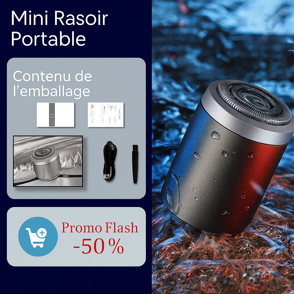 ✨ Mini-Rasoir Électrique Portable – Compact - 6h d'autonomie-Etanche - Twinsy